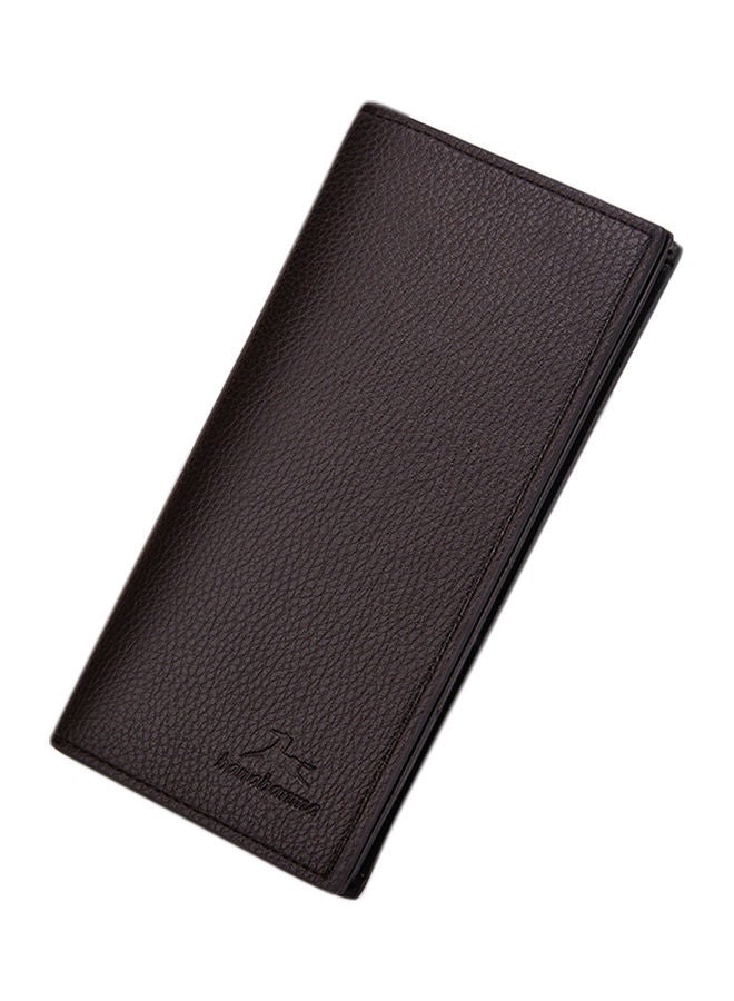 محفظة ذات ثنيتين من جلد البولي يوريثان بلون القهوة - Image 1